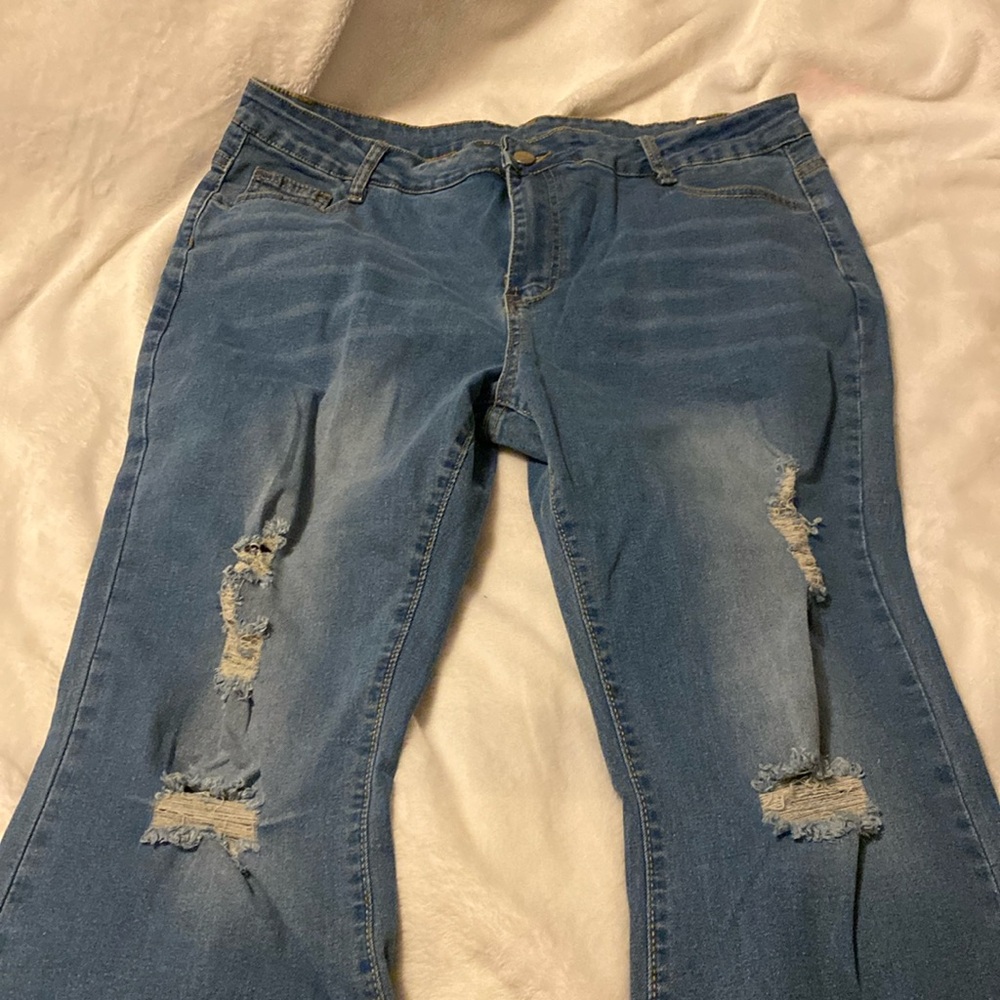 Bell bottom jeans.